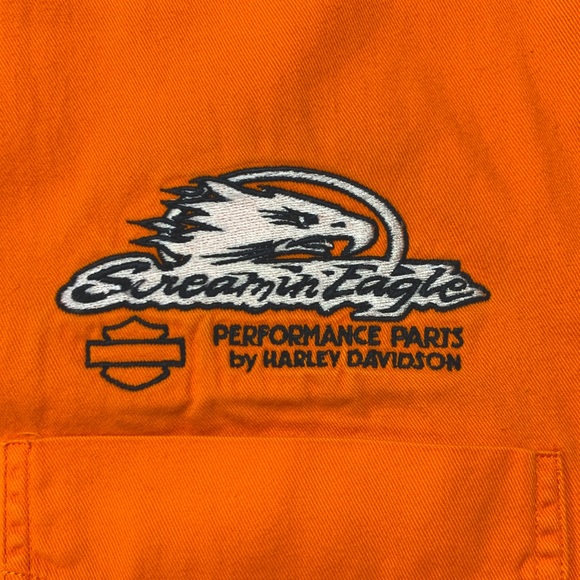 Harley-Davidson Orange NHRA Twill Men’s Button Down Shirt - Picture 8 of 10